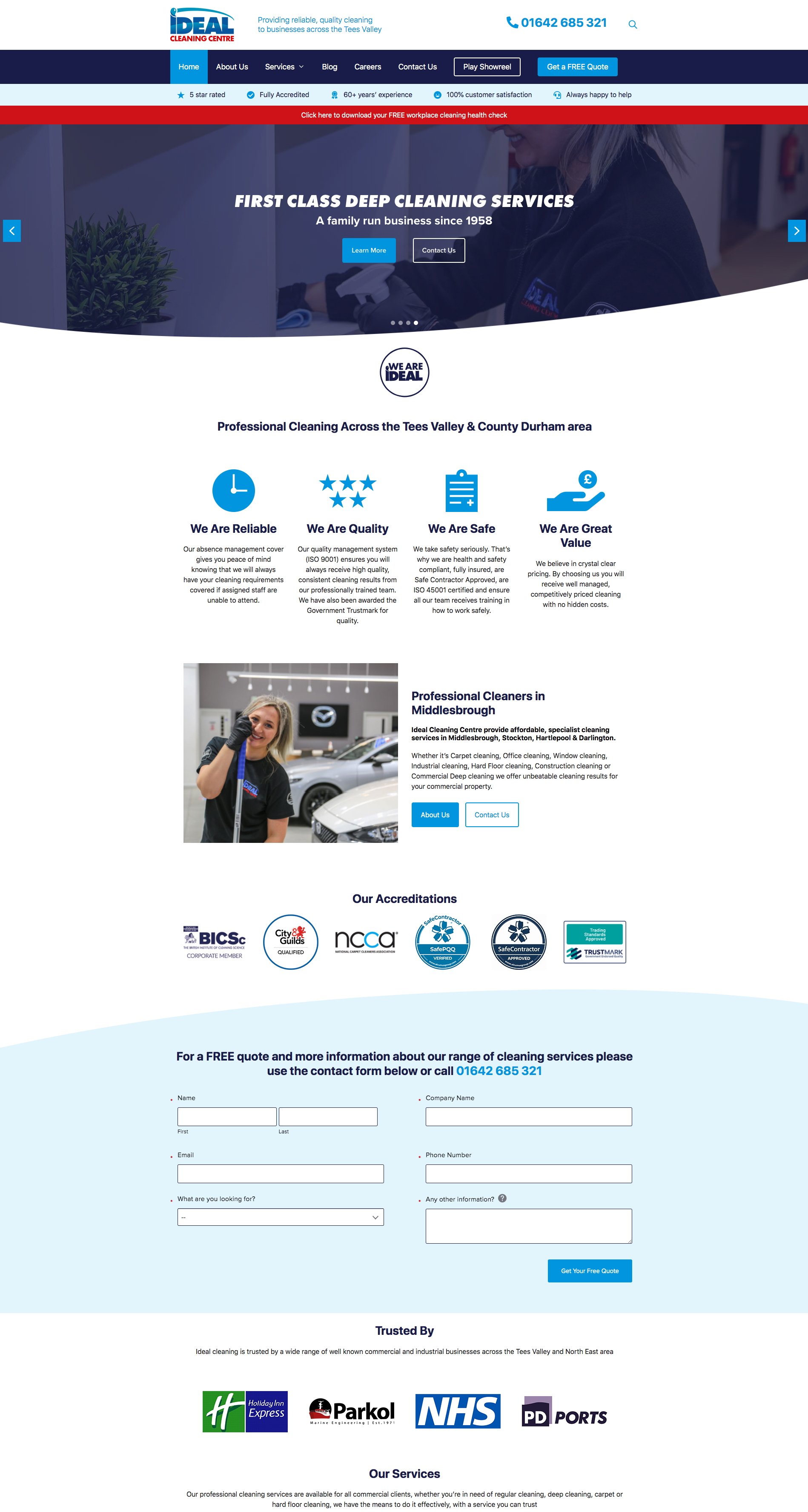 Ideal Cleaning Centre website case study wireframe